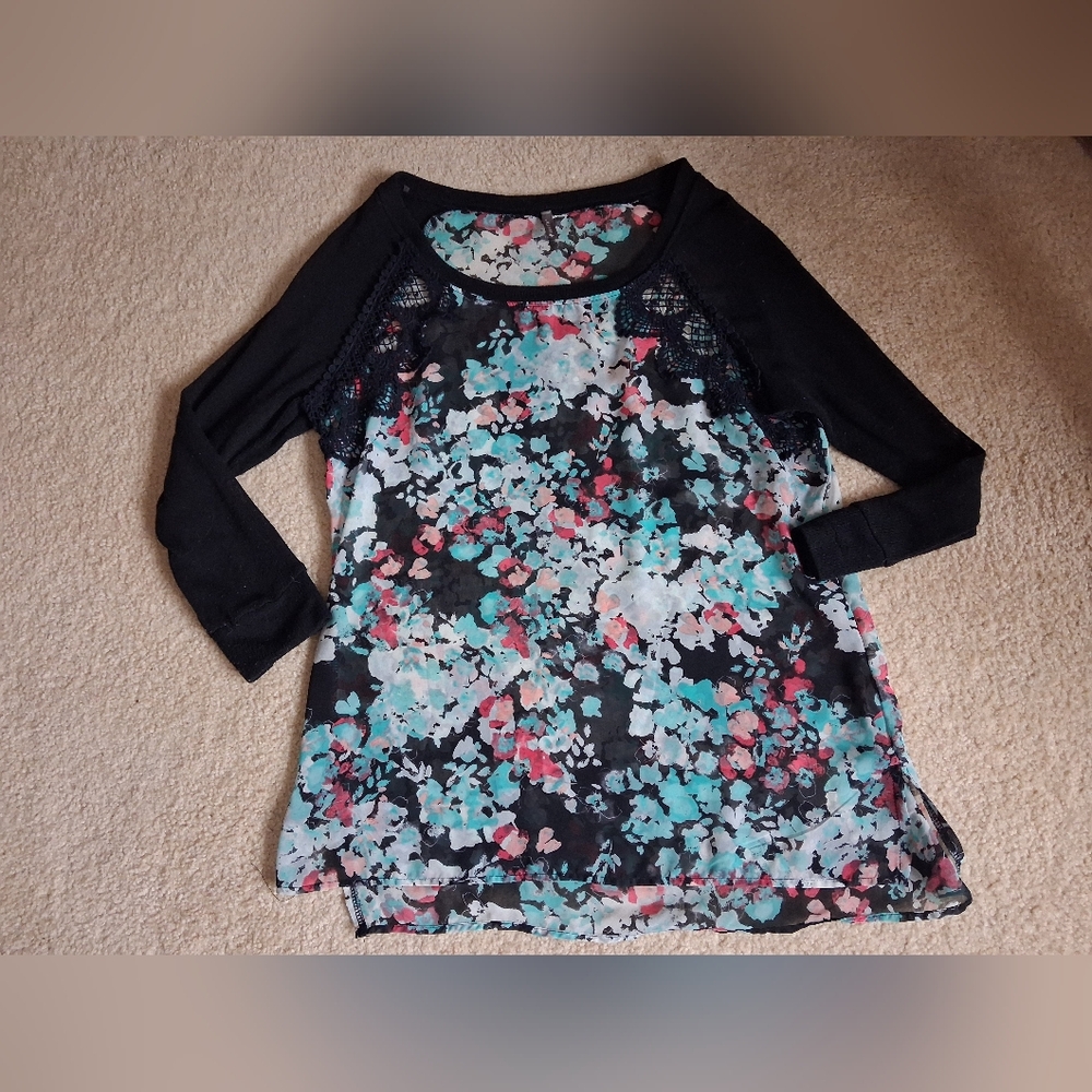Vanity Floral Blouse - Black and Multicolor